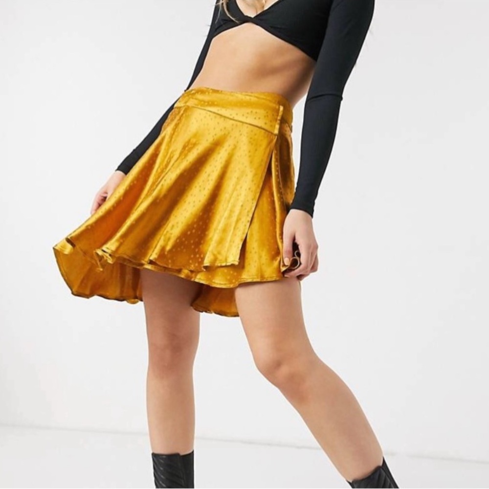 NWT Free People Starstruck Mini Skirt Gold with Stars